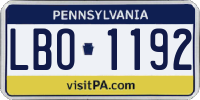 PA license plate LBO1192