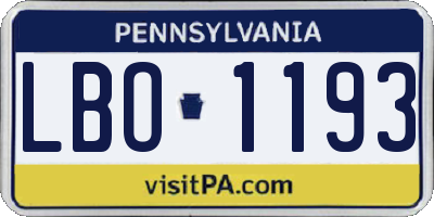 PA license plate LBO1193