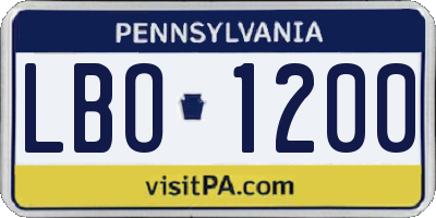 PA license plate LBO1200