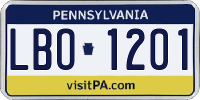 PA license plate LBO1201