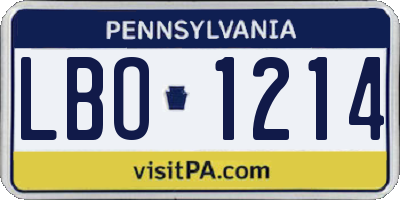 PA license plate LBO1214