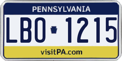 PA license plate LBO1215