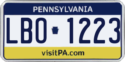 PA license plate LBO1223