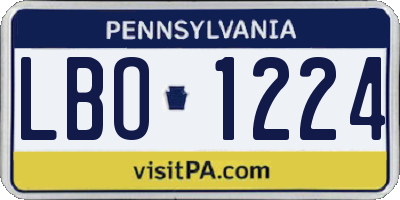 PA license plate LBO1224