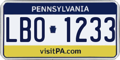 PA license plate LBO1233