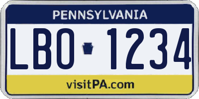 PA license plate LBO1234