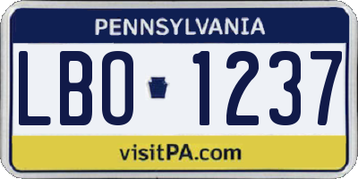 PA license plate LBO1237