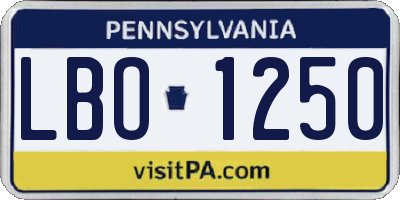 PA license plate LBO1250
