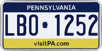 PA license plate LBO1252