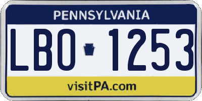 PA license plate LBO1253