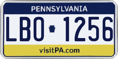 PA license plate LBO1256