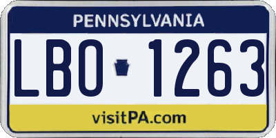 PA license plate LBO1263