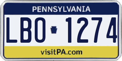 PA license plate LBO1274