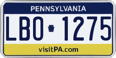 PA license plate LBO1275