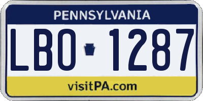 PA license plate LBO1287
