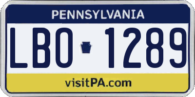 PA license plate LBO1289
