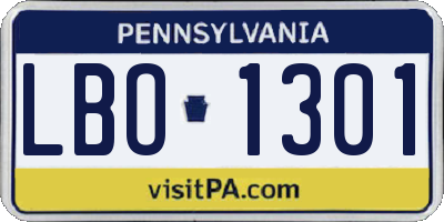 PA license plate LBO1301