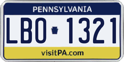PA license plate LBO1321