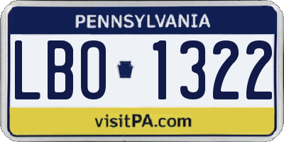 PA license plate LBO1322