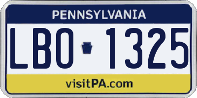 PA license plate LBO1325