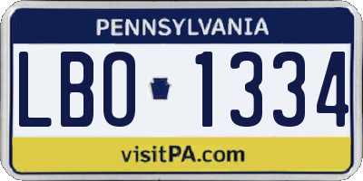 PA license plate LBO1334
