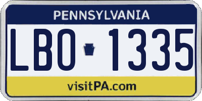 PA license plate LBO1335