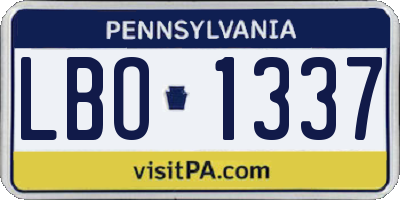 PA license plate LBO1337