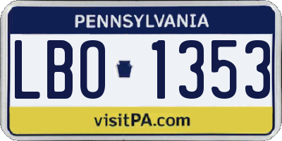 PA license plate LBO1353