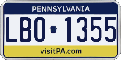 PA license plate LBO1355