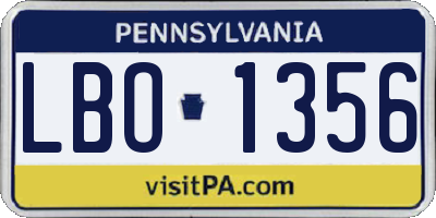 PA license plate LBO1356