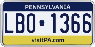 PA license plate LBO1366