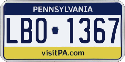 PA license plate LBO1367