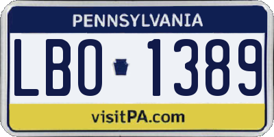 PA license plate LBO1389