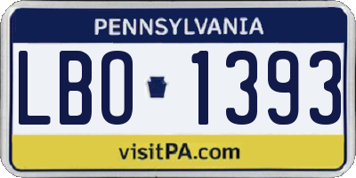PA license plate LBO1393