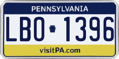 PA license plate LBO1396