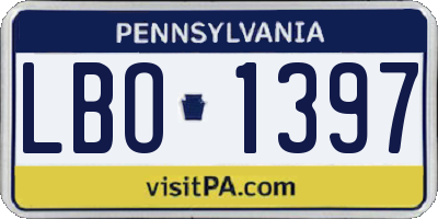 PA license plate LBO1397