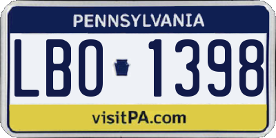 PA license plate LBO1398