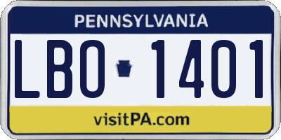 PA license plate LBO1401