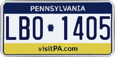 PA license plate LBO1405
