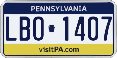 PA license plate LBO1407