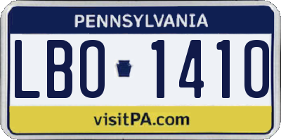 PA license plate LBO1410