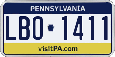PA license plate LBO1411