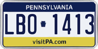 PA license plate LBO1413