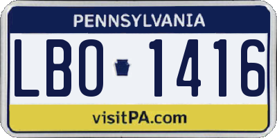 PA license plate LBO1416