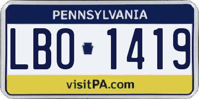 PA license plate LBO1419