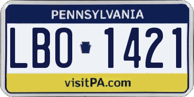 PA license plate LBO1421