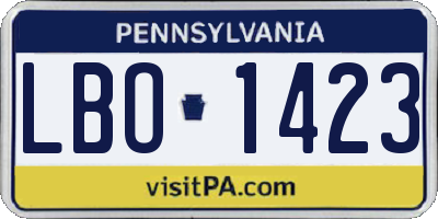 PA license plate LBO1423