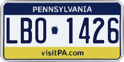 PA license plate LBO1426