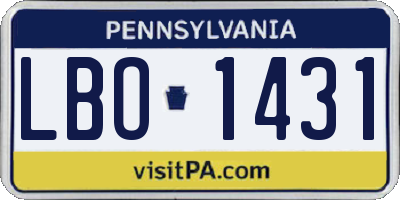 PA license plate LBO1431