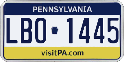 PA license plate LBO1445